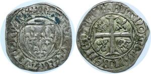 Q7970 Blanc Guénar Charles VI le Bien-Aimé le Fou 1380-1422 Rouen Argent