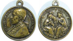 Q8267 Medal Vatican Papal States Pope Pius XII Jesus Christ Virgin 1954 -> Offre