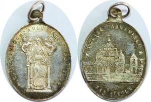 Q8275 Medaille Notre Dame de Fontgombault Eglise Abbatiale Vierge Marie Silvered SPL