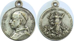Q8286 Medal Vatican Papal States Pope Pie XII Virgo Sanctissima Silvered