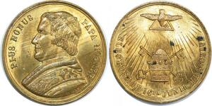 Q8288 Medal Vatican Papal States Pope Pius IX Papa Nostra 1846 UNC -> Offre