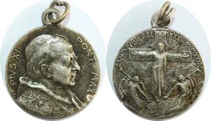 Q8297 Medal Vatican Papal States Pope Pius XI 1933-1934 Jesus Silvered