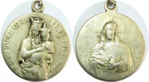 Q8303 Médaille Notre Dame du Sacré-Cœur Paris Maie & Jesus Christ Silvered