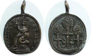 Q8310 Medal Papal States Vatican Saincte Reine 3 ormeaux 17th Century