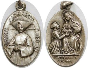Q8313 Médaille Catherine Labouré Virgin Mary J'ai été établie Gardienne Argenté SUP