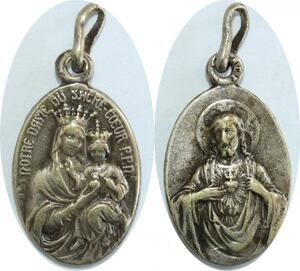 Q8319 Médaille Notre Dame du Sacré Coeur Paris Ayez pitié de nous Argenté