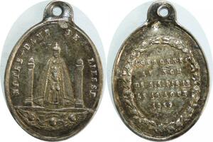 Q8337 Médaille Notre Dame de Liesse Pie IX 1857 Madonna Argenté Silvered