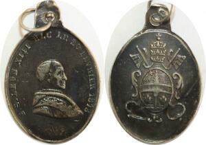 Q8344 Medal Papal States Vatican Leo XIII 1878 Keys Silvered