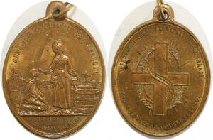 Q8345 Médaille Ste Geneviève Guerrit sa mère aveugle Patronne Paris SUP