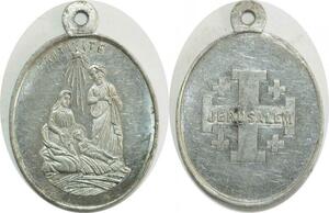 Q8346 Israël Médaille Croix de Jérusalem Nativité Jesus Christ Virgin Mary Joseph AU