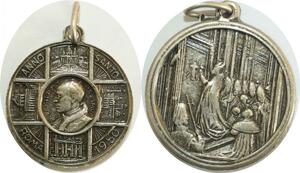 Q8347 Medal Papal States Vatican Pope Pius XII Anno Sancto 1950 Silver