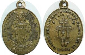 Q8615 Medal Vatican Papal States Dogme Immaculée Conception Marie 1854