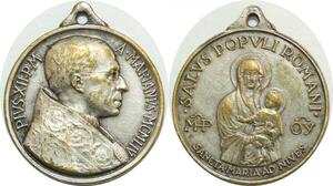 Q8628 Medal Vatican Papal States Pie XII 1954 Salv Popvli Romani Silvered