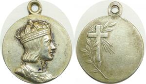Q8629 Medal King Roi Saint Louis Christianisme mort à Carthage Silvered