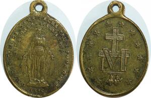 Q8640 Médaille O Marie Concue Sans Pêché 1830 Priez 2 coeurs >Offer