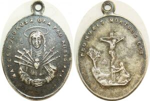 Q8648 Médaille Mater Dolorosa Ora Pro Nobis Crucifix Jesus Argenté  ->Offer