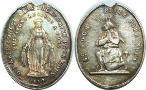 Q8658 Médaille St Roch Priez pour nous O Marie Argenté ->Make offer