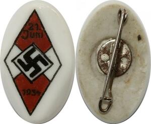 R0282 German Pins Veteran Nazi Hitler Youth Sport Pin 21 juin 1934 UNC