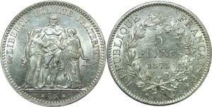 R1084 France 5 Francs Hercule 1873 A Paris Argent Silver AU+ -> Make offer