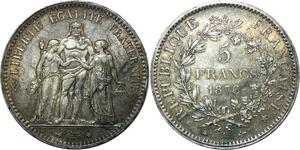 R1087 France 5 Francs Hercule 1876 A Paris Argent Silver AU+ -> Make offer