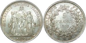 R1099 France 5 Francs Hercule 1873 A Paris Argent Silver UNC -> Make offer