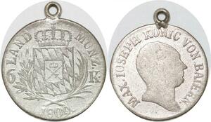 R1113 German States Bavaria 6 Kreuzer Maximilian IV Josef 1809 Silver -> M Offer