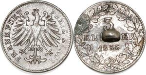 R1114 German States Frankfurt am Main Freie Stadt 3 Kreuzer 1856 Silver ->Offer