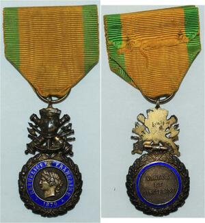 R1152 Médaille Guerre de Prusse 1870 Valeur et Discipline avec ruban AU SUP