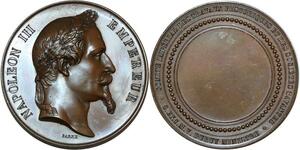 R1229 Rare Médaille Napoléon III Sociétés Savantes Ministre Duruy Barre SUP