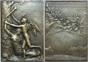 R1240 Rare Plaque Expo Universelle International Paris 1900 Roty Silvered SUP