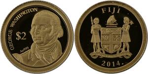 R1249 Fiji 2 Dollars George Washington 2014 Or Gold BE PF -> Make offer