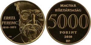 R1253 Hungary 5000 Forint Ferenc Erkel 2010 Or Gold BE PF -> Make offer