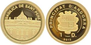R1258 Andorra 1 Diner Basilica San Pere 2013 Or Gold BE PF -> Make offer