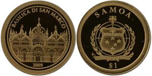 R1266 Samoa 1 Dollar Basilica di San Marco 2009 Or Gold BE PF -> Make offer