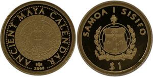 R1286 Samoa 1 Dollar Ancient Maya Calendar 2008 Or Gold BE PF -> Make offer