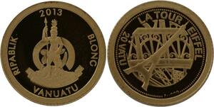 R1287 Vanuatu 20 Vatu Tour Eiffel 2013 Or Gold BE PF -> Make offer