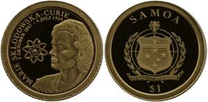 R1299 Samoa 1 Dollar Marie Curie 2009 Or Gold BE PF -> Make offer