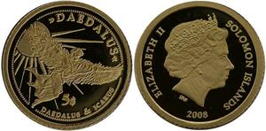 R1316 Solomon Islands 5 Dollars Elizabeth II Daedalus 2008 Or Gold BE PF ->Offer
