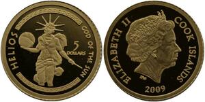 R1318 Cook Islands 5 Dollars Elizabeth II Helios 2009 Or Gold BE PF -> M Offer