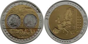 R1325 Medal Spain Carlos I Euro 2002 Europa Silver 999% PF Proof BE >M Offer