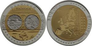 R1333 Médal Belgique 10 Euros Ligne Nord Sud 1952 2002 Silver 999% PF Proof BE