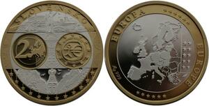 R1351 Medal Slovakia 2 Euros 10 Years 1999 2009 Silver 999% PF Proof BE -> Offer
