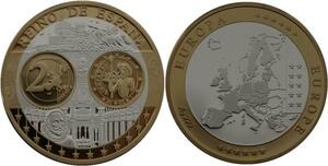 R1352 Medal Spain 2 Euro Don Quichotte 2005 Silver 999% PF Proof BE >M Offer