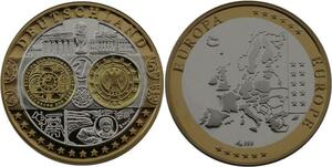 R1375 Medal Deutschland 100 Euros Währungsunion 2002 Silver 999% PF Proof BE