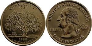 R1386 USA Connecticut Quarter 1/4 Dollar 1788 1999 Gold Plated UNC -> Make Offer