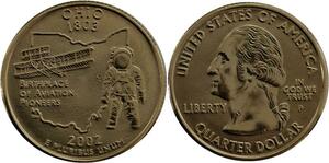R1387 USA Ihio Quarter 1/4 Dollar Aviation Pioneers 1803 2002 Gold Plated 