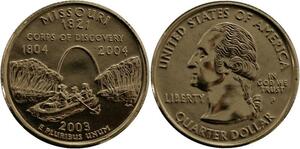 R1389 USA Missouri Quarter 1/4 Dollar Corps of Discovery 1821 2003 Gold Plated