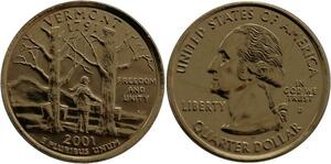 R1390 USA Vermont Quarter 1/4 Dollar Freedom Unity 1791 2001 Gold Plated UNC