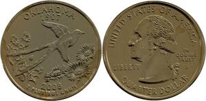 R1391 USA Oklahoma Quarter 1/4 Dollar Bird 1907 2008 Gold Plated UNC >Make Offer