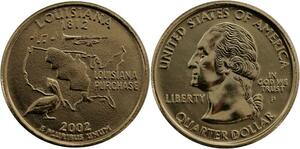 R1394 USA Louisiana Quarter 1/4 Dollar Purchase 1812 2002 Gold Plated UNC >Offer
